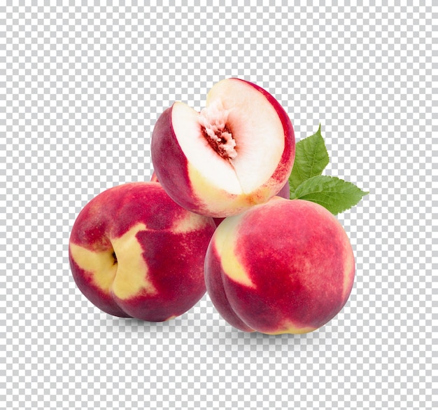 Fresh peach with leaves isolated Permium PSD