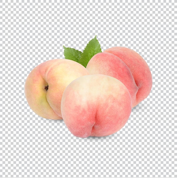 Fresh peach with leaves isolated Permium PSD