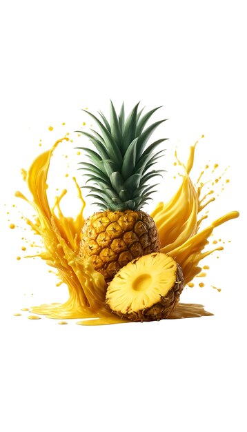 PSD fresh pineapple with juicy splash