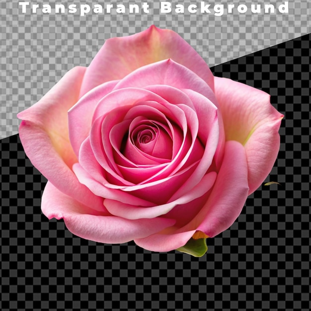 Fresh pink rose isolated on transparent background