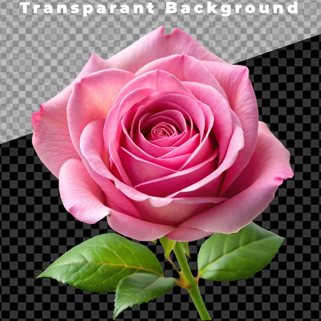 Fresh pink rose isolated on transparent background