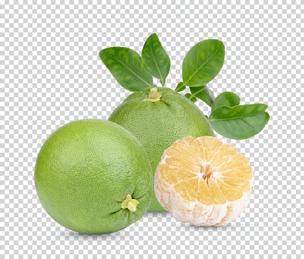 Fresh Pummelo with leaves isolated