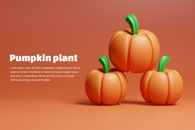 Fresh Pumpkin plant banner template design or Pumpkin plant landing page template design