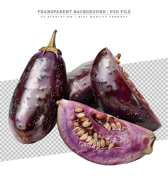 fresh purple eggplant graffiti on white background