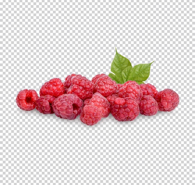 Fresh raspberry with leaves isolated Premium PSD