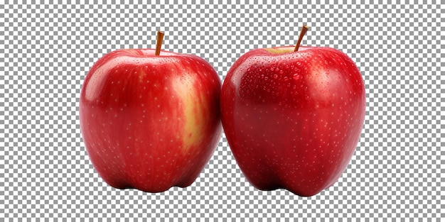 Fresh red apple pair isolated on transparent background