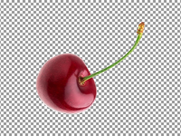 Fresh red cherry with a stem isolated on transparent background