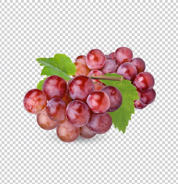 Fresh red grape with leaves isolated Premium PSD