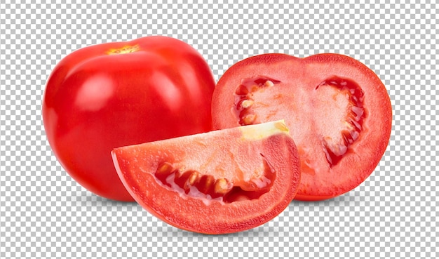 Fresh red tomato isolated on alpha layer