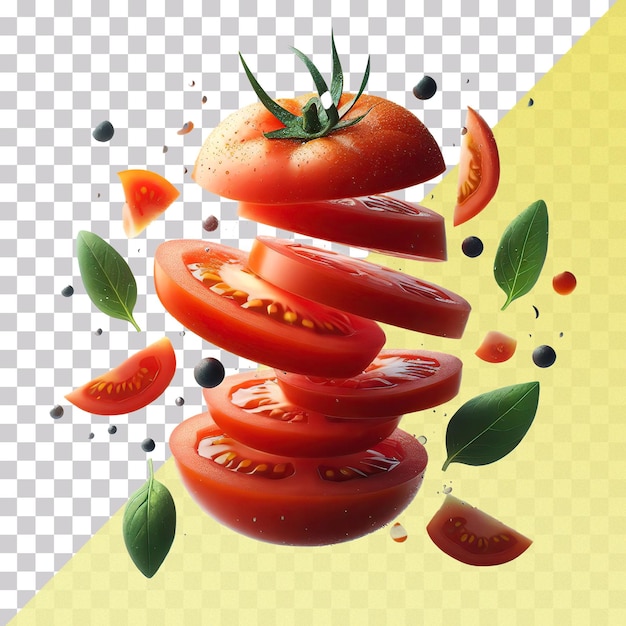 PSD a fresh red tomato slices isolated on a transparent background