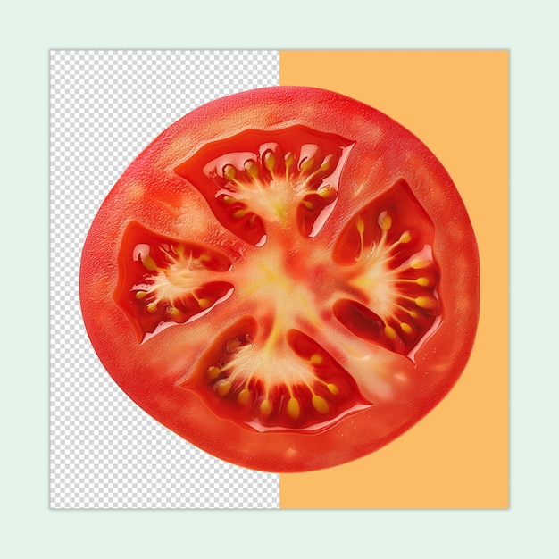 A fresh ripe tomato slice isolated on a transparent background