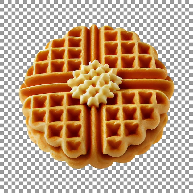 PSD fresh round tasty waffles isolated on transparent background