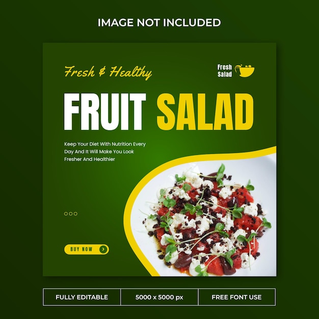 Fresh salad instagram post social media template