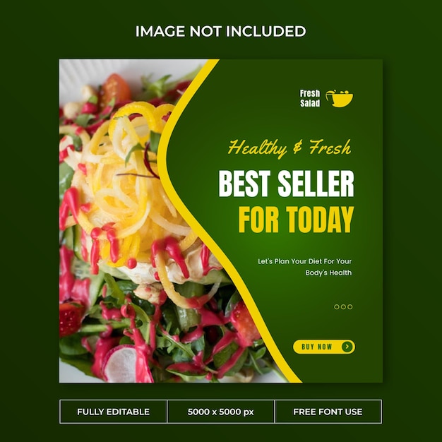 Fresh salad instagram post social media template