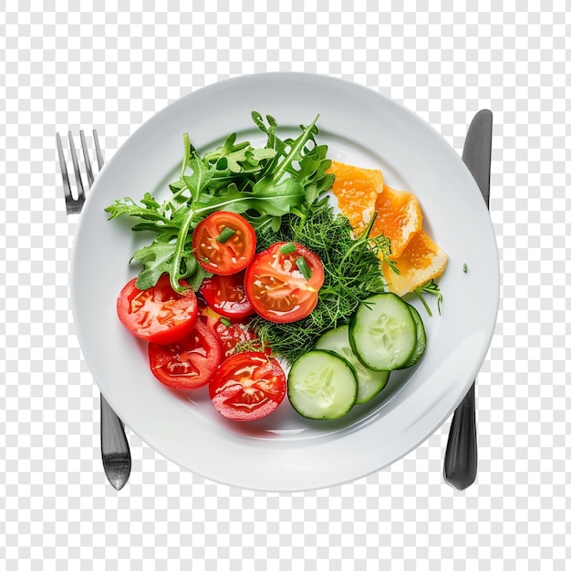 PSD fresh salad plate with fork and knife