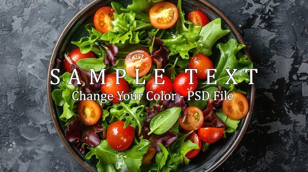 PSD fresh salad with cherry tomatoes and green leaves