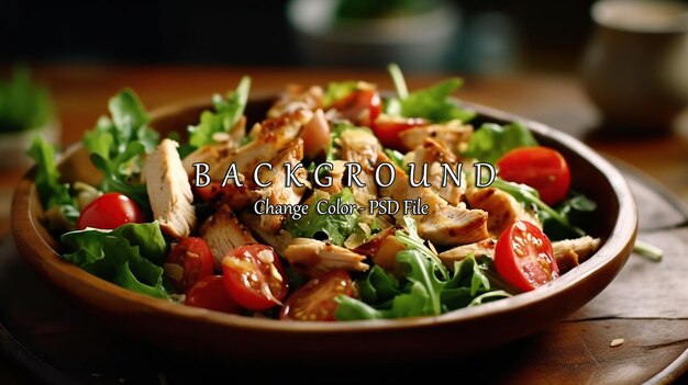 Fresh salad with chicken tomatoes and mixed greens AI generated image