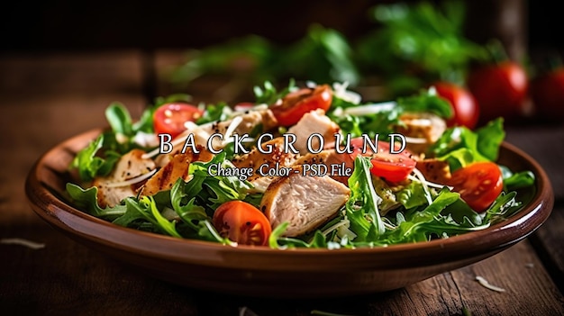 Fresh salad with chicken tomatoes and mixed greens AI generated image