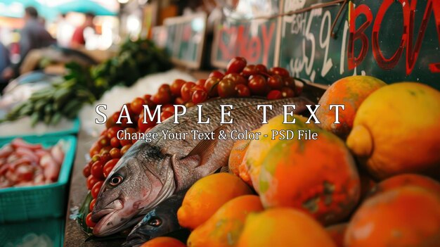 Fresh Seafood and Tropical Fruits at a Market