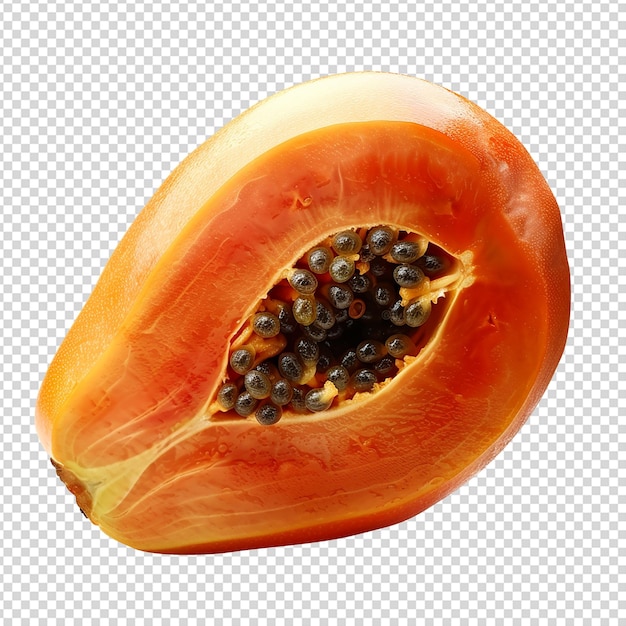 Fresh single papaya fruit isolated on transparent background