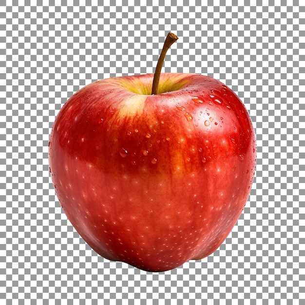 Fresh single red apple isolated on transparent background