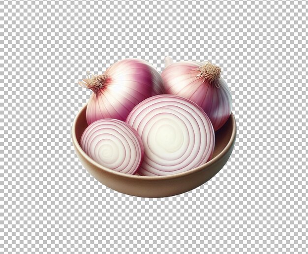 PSD fresh slice onion ring with cut in half vegetable isolated transparent background ai generative