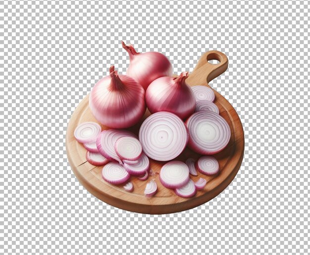 PSD fresh slice onion ring with cut in half vegetable isolated transparent background ai generative