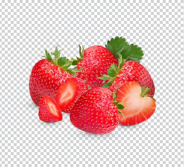 Fresh Strawberries with leaves isolated Premium PSD