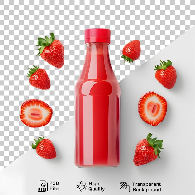 fresh strawberry juice bottle isolated on transparent background include png file