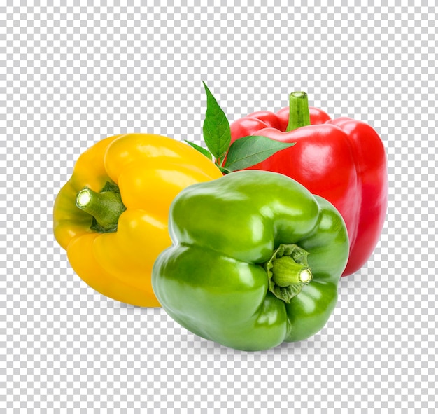 Fresh sweet pepper with leaves isolated Premium PSD