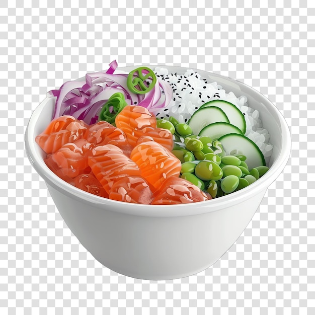 fresh Take out poke bowl realistic vegetable healty food isolated on transparent background