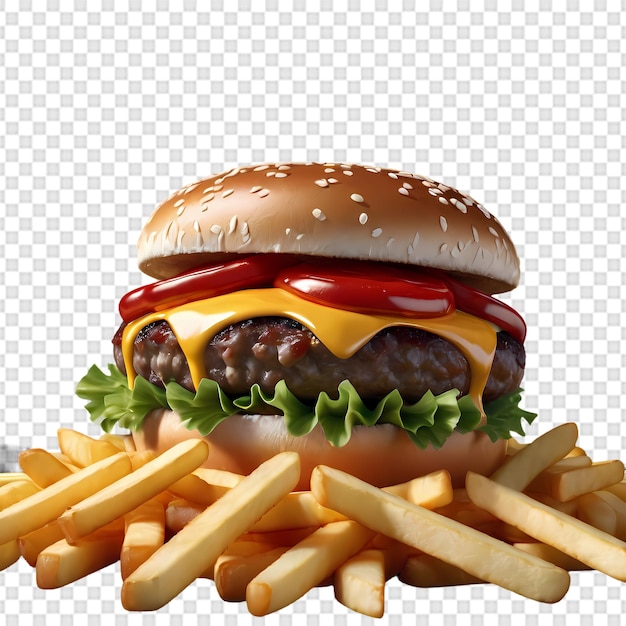 Fresh tasty burger isolated on transparent background