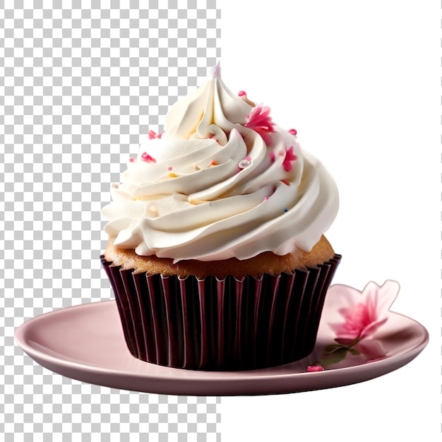 Fresh tasty cupcake isolated on a transparent background