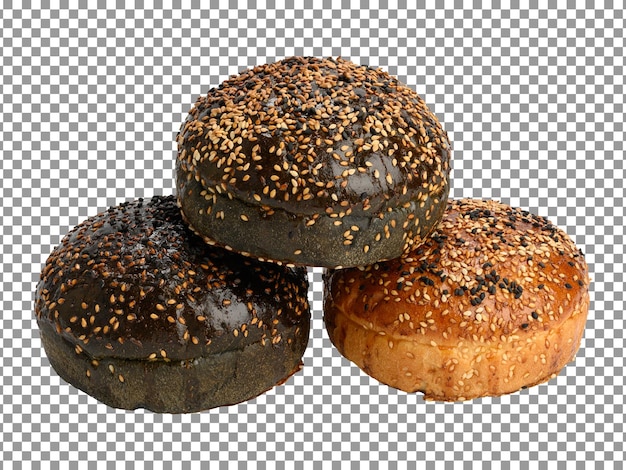 Fresh three buns isolated on transparent background