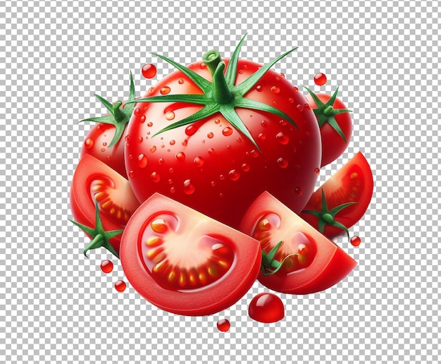 Fresh tomato red cut out transparent background premium psd