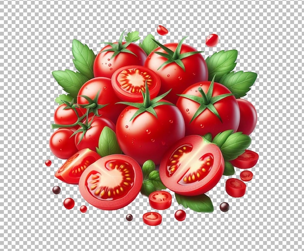 Fresh tomato red cut out transparent background premium psd