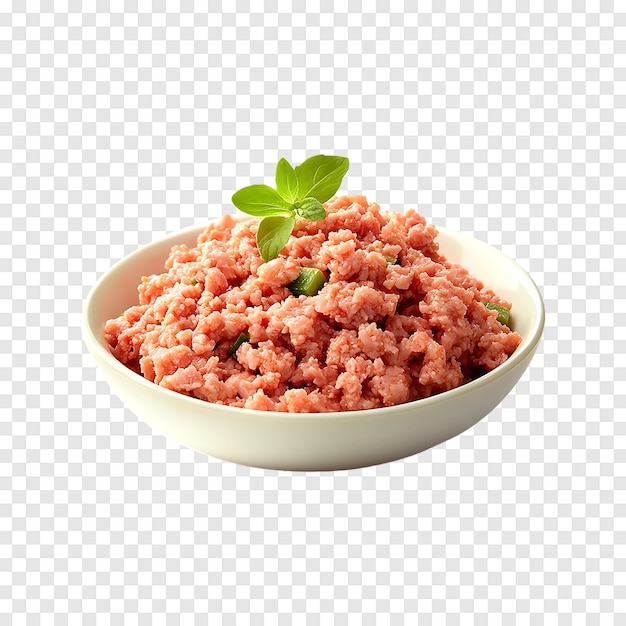 PSD fresh turkey minced meat with vegetable on a transparent background