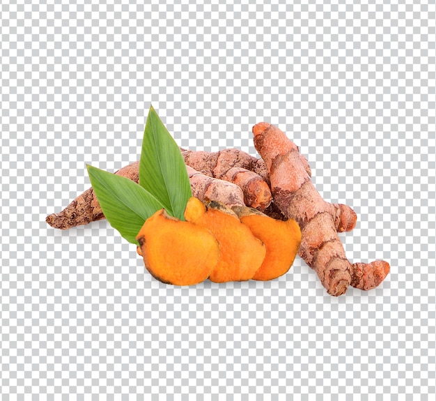 Fresh turmeric with leaves isolated Premium PSD