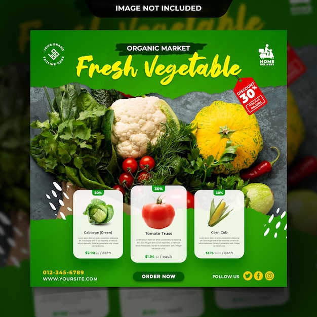 Fresh vegetable delivery concept social media post template