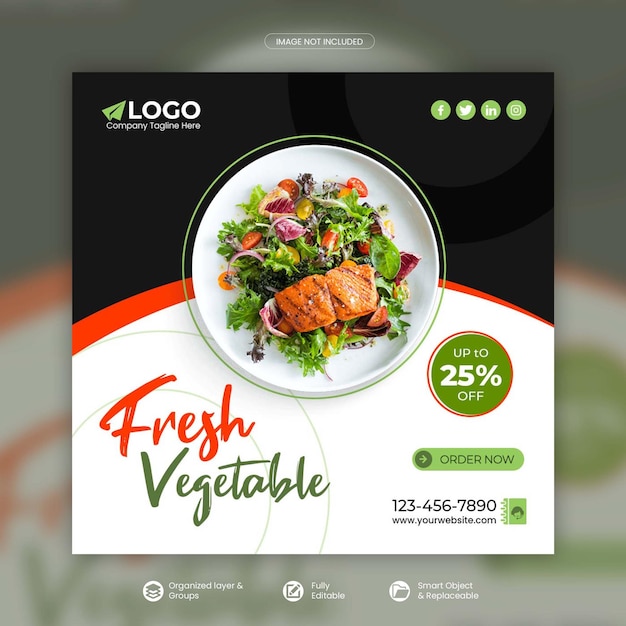 Fresh vegetable food social media promotion banner premium psd