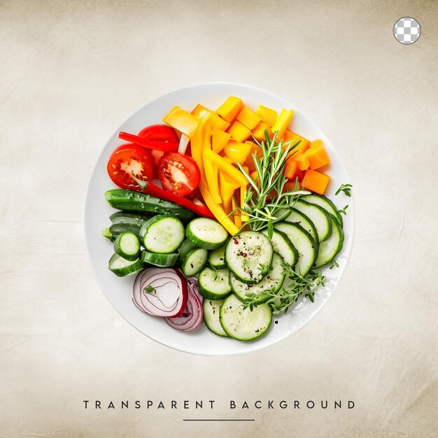 PSD fresh vegetable salad isolated on transparent background