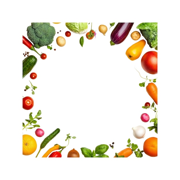 PSD fresh vegetables frame with black background