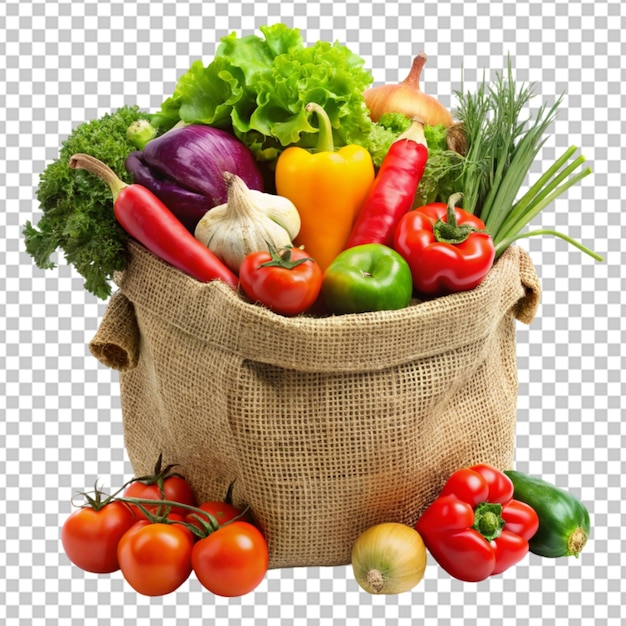 fresh vegetables in a market sack transparent png