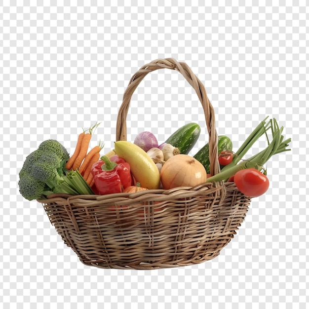 PSD fresh vegetables in a wicker basket