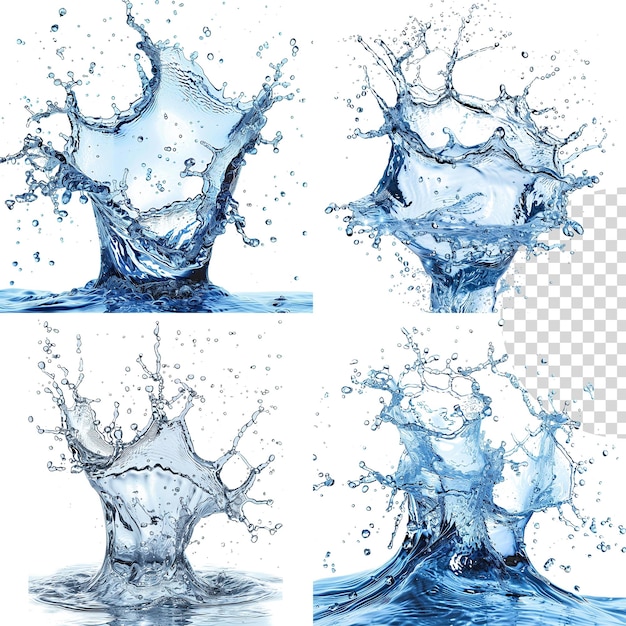 Fresh Water Splash Set on Transparent Background