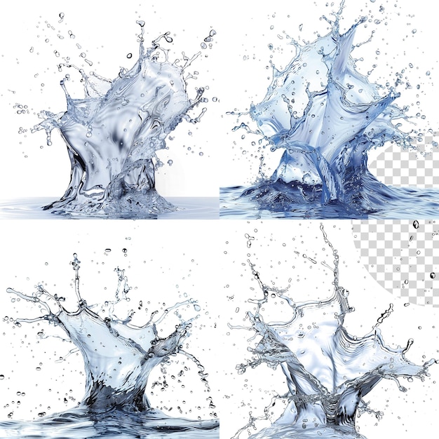 PSD fresh water splash set on transparent background