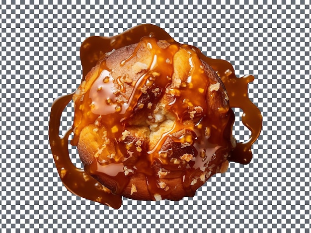 PSD freshly baked caramel glazed muffin isolated on transparent background