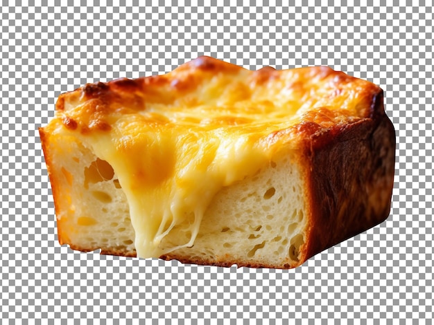 Freshly baked cheese bread loaf isolated on transparent background