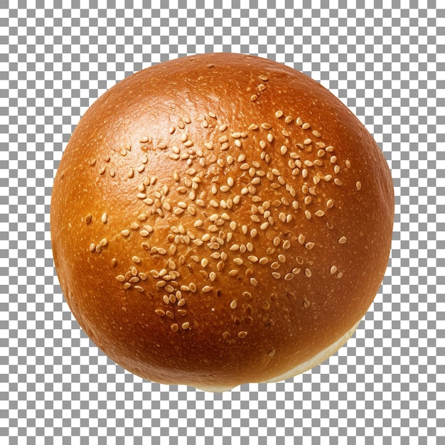 Freshly baked hamburger bun isolated on transparent background