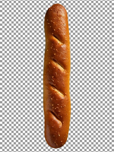 Freshly baked long bun isolated on transparent background